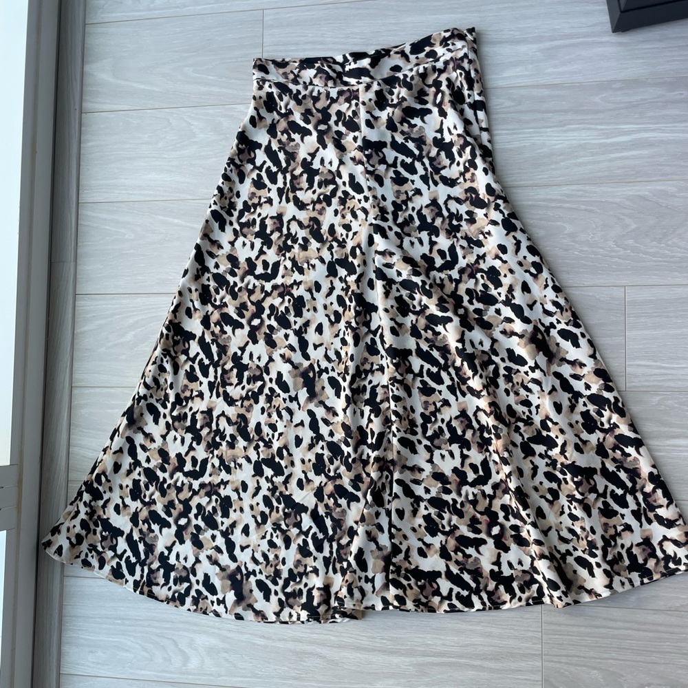 Banana Republic Factory Satin Slip Skirt Animal Print